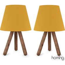 Homing Tasarım Ahşap Üç Ayaklı 2li Abajur Seti AYD-2416