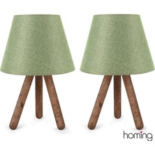 Homing Tasarım Ahşap Üç Ayaklı 2li Abajur Seti AYD-2415