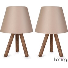 Homing Tasarım Ahşap Üç Ayaklı 2li Abajur Seti AYD-2402