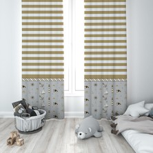 Talia Home Kahverengi Çocuk ve Bebek Odası Fon Perde 2 Kanat TLA-015