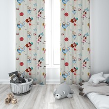 Talia Home Renkli Desen Çocuk Odası Bebek Odası Fon Perde 2 Kanat TLA-025