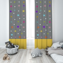 Talia Home Çocuk Odası Bebek Odası Yıldızlı Fon Perde 2 Kanat TLA-031