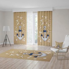 Talia Home Çocuk Odası Bebek Odası Denizyıldızı Fon Perde 2 Kanat TLA-038