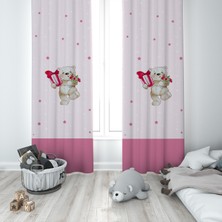 Talia Home Çocuk Odası Bebek Odası Ayıcık Fon Perde 2 Kanat TLA-053
