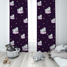 Talia Home Çocuk Odası Bebek Odası Pegasus Fon Perde 2 Kanat TLA-078