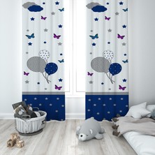 Talia Home Kelebekli Çocuk ve Bebek Odası Fon Perde 2 Kanat TLA-009