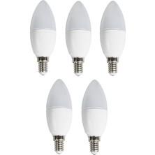 Cata 5 'li 7 W Mum Ledli Buji LED Ampul-Ince E14 Duy-Avize Ampülü-Beyaz Işık 6400K
