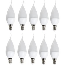 Cata 10 'li Cata CT-4084 Kıvrık Mum Ledli Buji LED Ampul-Ince E14 Duy-Kıvrık Avize Ampülü-Beyaz Işık 6400K