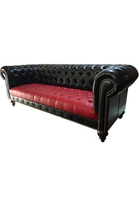 3A Mobilya Red And Black Chesterfield