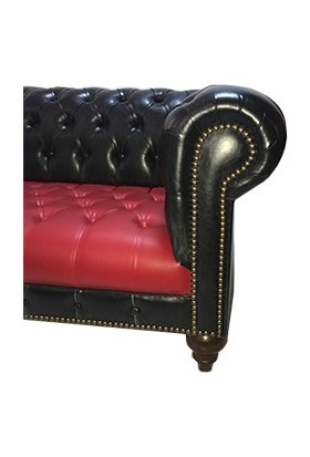 3A Mobilya Red And Black Chesterfield