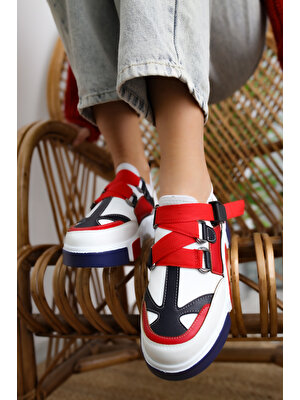 Limoya Lana Deri Kırmızı/Beyaz Lastikli Spor Ayakkabı