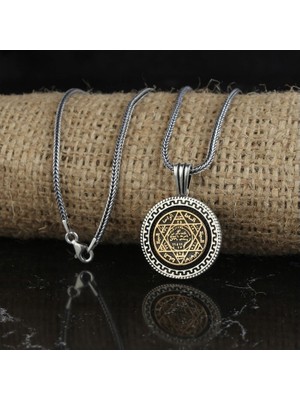 Takılingo 925 Ayar Mührü Süleyman Işlemeli Gümüş Erkek Kolye