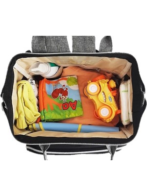 U.S.F Bebek Bakım Çantası Anne Bebek Bakım Sırt Çantası Gri Siyah