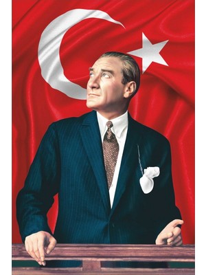 ZC Bayrak Atatürk Baskılı Türk Bayrağı Raşel Kumaş Dijital Baskı 100 x 150 cm