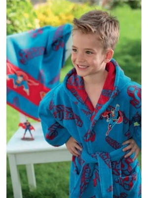 Özdilek Superman Blue Lisanslı Havlu Bornoz Set Mavi 9/10 Yaş