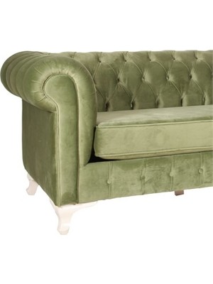 3A Mobilya Long Green Chesterfield