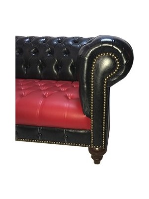 3A Mobilya Red And Black Chesterfield