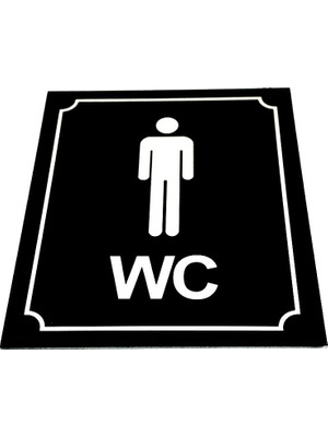 Se-Dizayn Wc Tuvalet Tabelası Bay Siyah Yönlendirme Levhası 10 cm x 12 cm
