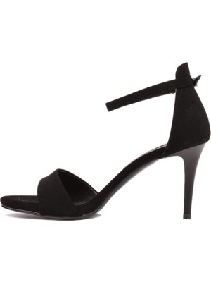 Derinet Klasik Siyah Süet Tek Bantlı Kadın Ayakkabı