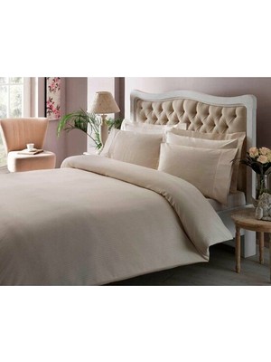 Taç Premium Basic Saten Çift Kişilik Nevresim Takımı Krem