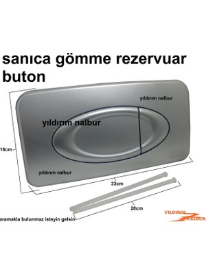 Sanica Gömme Rezervuar Buton Düğmesi Çiftli Gri Renk Sanıca Büyük Buton