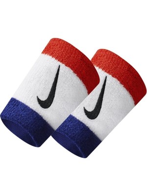 Nike Swoosh Doublewide Wristbands Habanero Red/black Osfm Kol Bandi Kirmizi