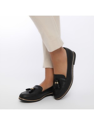 Butigo Ds18019-19İy Siyah Kadın Loafer Ayakkabı