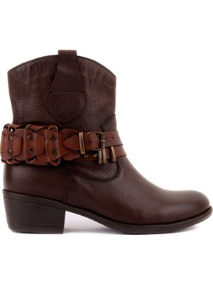 Sail Lakers  Kahverengi Deri Fermuarlı Kadın Bot