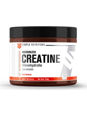 Simple Nutritions Kreatin Monohidrat Tozu 250 gr Aromasız Türkiye Üretimi Yetişkin Sporcular İçin