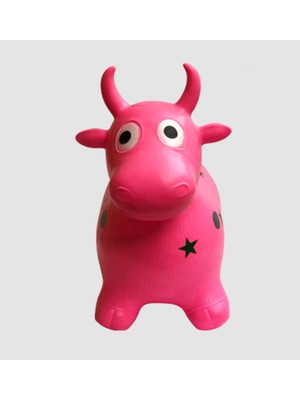 Azaklı Plastop Şişme Zıp Zıp & Jimlastik Hayvanı İnek + Şişirme Pompası