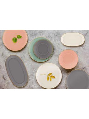 The Mia Basic Oval Servis Somon Pembe - 29 cm 2'li Set