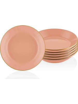 The Mia Basic Yemek Tabağı 6'lı Set Somon Pembe - 20 cm