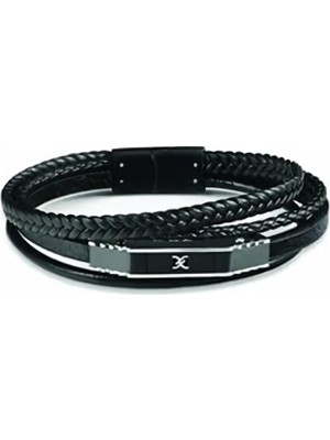 Daniel Klein Siyah Deri Erkek Bileklik Çelik Klips Şık Tasarım ve Dayanıklı Malzeme