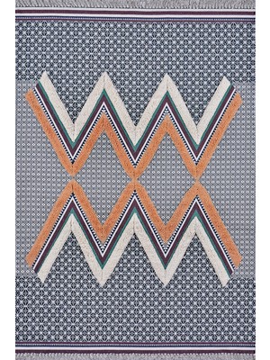 Rugs Modern 4004 Boho İskandinav Stil Rustik Lacivert Kilim