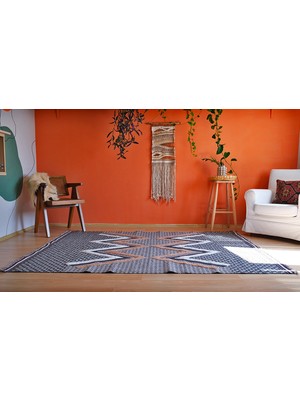 Rugs Modern 4004 Boho İskandinav Stil Rustik Lacivert Kilim