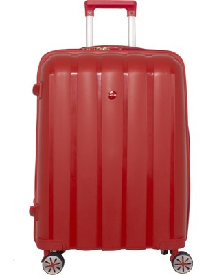 Mçs Lüx Kırılmaz Kırmızı Büyük Boy Pp Valiz - V305