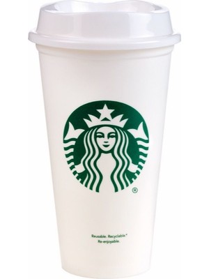 Starbucks Tek Parça Yeniden Kullanılabilir Bardak Desenli Plastik Malzeme Beyaz Renk Şık Sunum