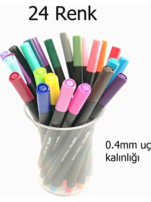 Gıpta Fineliner 24 Renk Bardaklı Set 0.4 mm