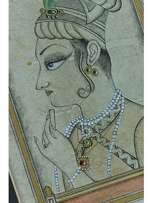 Bedesten Pazar Minyatür 26x32 cm El Yapımı Dekoratif Çerçeveli Hintli Kadın Portresi