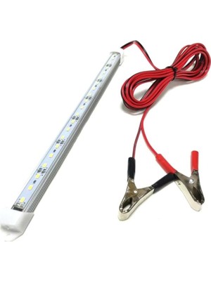 Starmax 30CM Kasalı12 Volt  5W Seyyar Şerit Aydınlatma Çubuğu Beyaz  Akü Maşalı