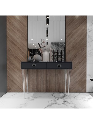 Tocco 1037 Naz 2 Çekmeceli Dekoratif Lüx Dresuar-ANTRASİT GÜMÜŞ