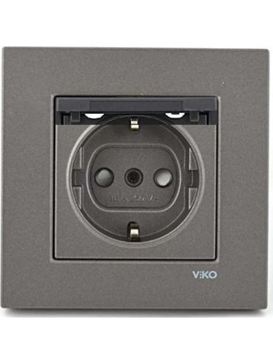Viko Novella Antrasit Kapaklı Çocuk Korumalı Topraklı Priz Çerçeveli