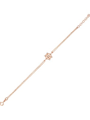 Altın Sepeti  Rose Gümüş Mini Kar Tanesi Bileklik G171BLR2