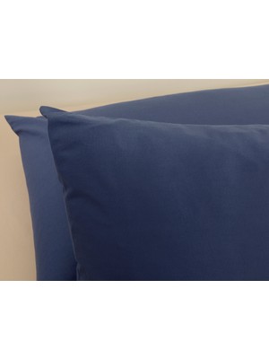 English Home Düz Pamuklu 2'li Yastık Kılıfı 50 x 70 cm Gece Mavisi