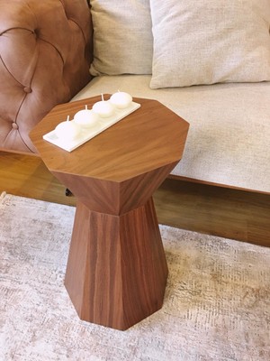 Dipole Furniture Darbuka Doğal Ahşap Ceviz Kaplama Sehpa