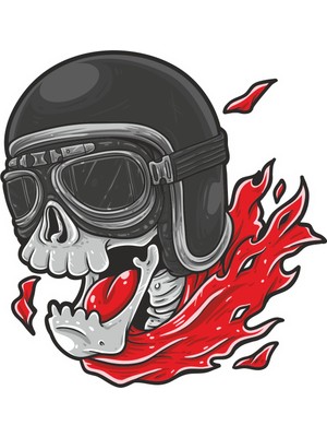 Kasklı Pilot Kurukafa Kuru Kafa Sticker 00554