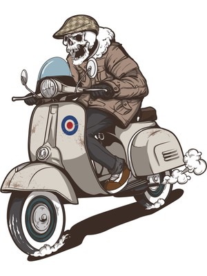 Sticker Fabrikası Vespa Kurukafa Kuru Kafa Kurukafa Sticker 00467