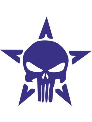 Sticker Fabrikası Yıldız Punisher Kurukafa Kuru Kafa Sticker 00535