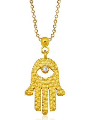 Altın Sepeti  Pırlantalı Fatma Ana Eli Kolye MF022675