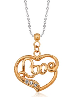 Altın Sepeti  Pırlantalı Love Gümüş Kalp Kolye MF022686